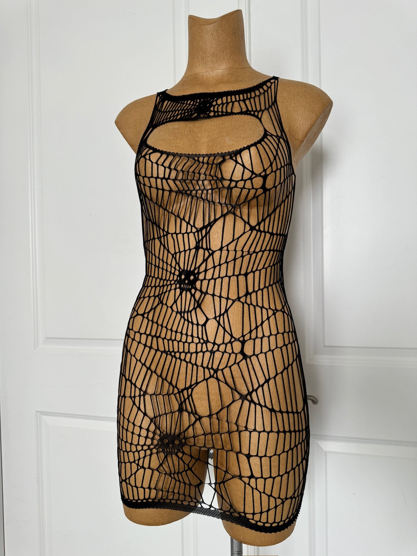 Spiderweb Fishnet Dress and Matching Gloves