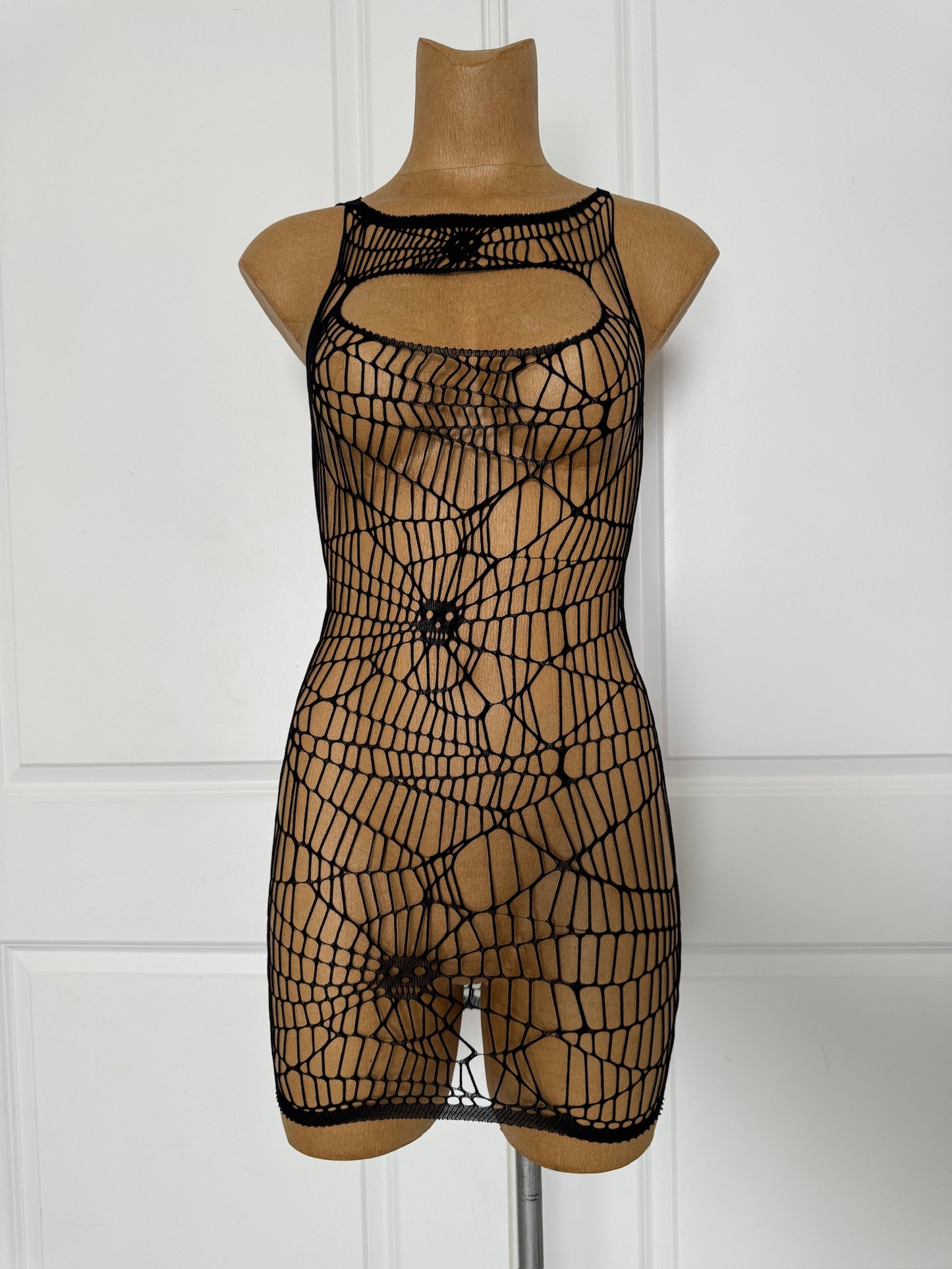 Spiderweb Fishnet Dress and Matching Gloves